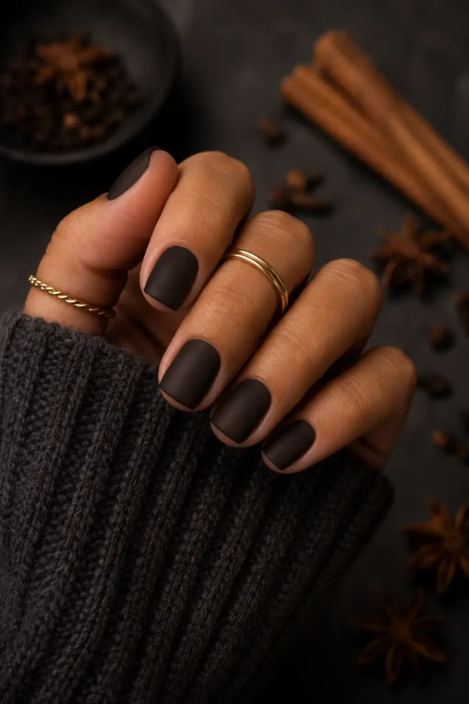Fall Nail Color Ideas 23 21. Matte Black