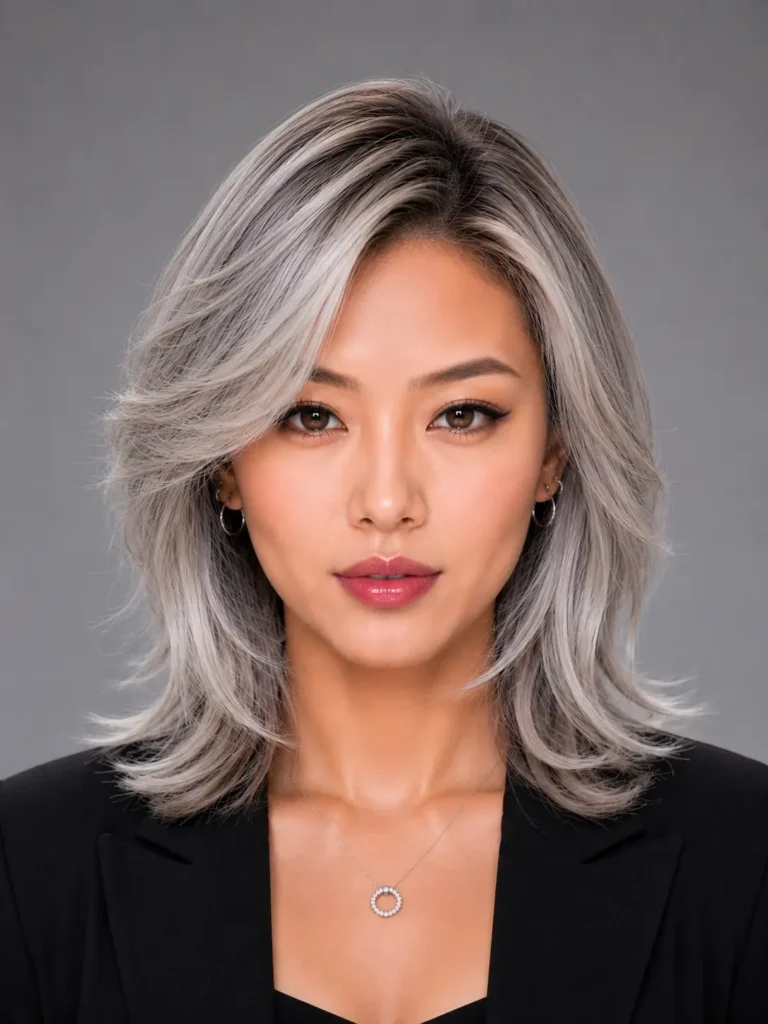 21. Silver Balayage on a Layered Cut