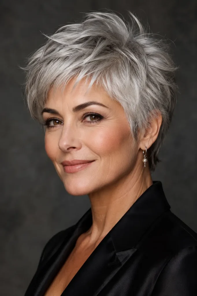 21. Silver Fox Layered Pixie