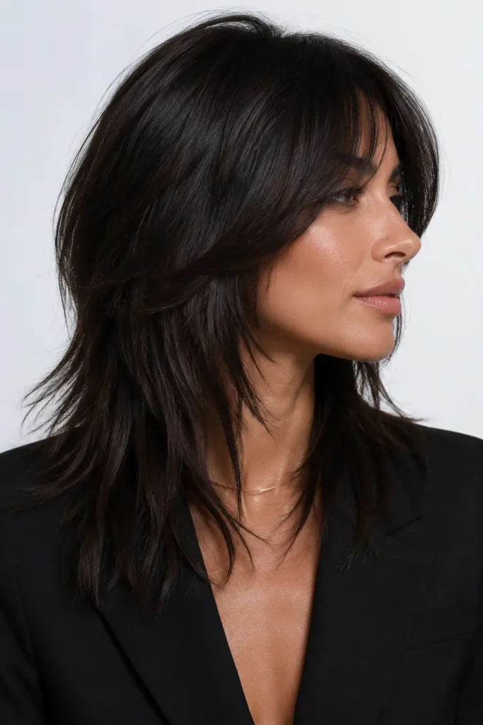 Shag Hairstyles for Medium Length Thin Fine Hair 22 21. Winter Polished Sleek Shag