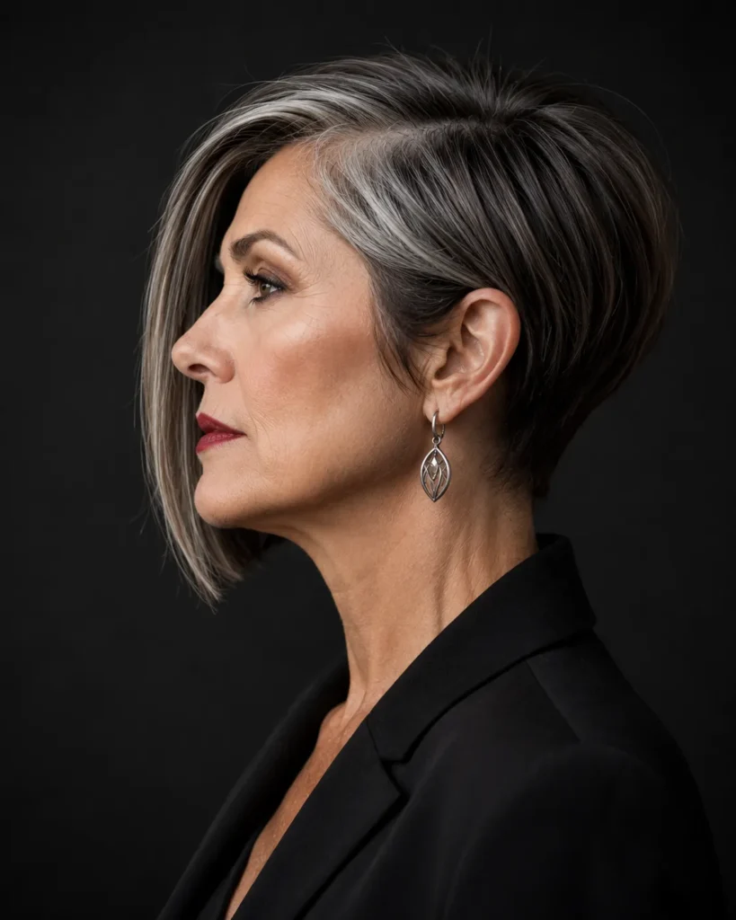 Short Haircuts for Women Over 60 23 22 — Bold Asymmetrical Bob
