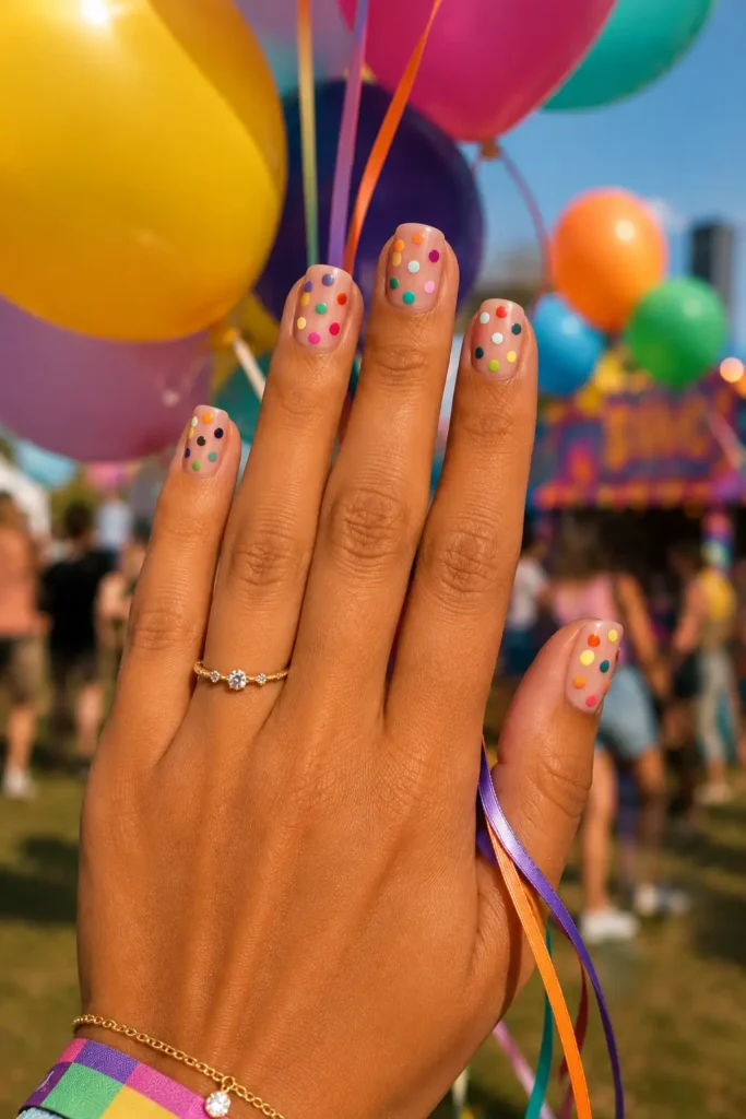 Polka Dot Nails 24 22.Rainbow Confetti Dot Mix