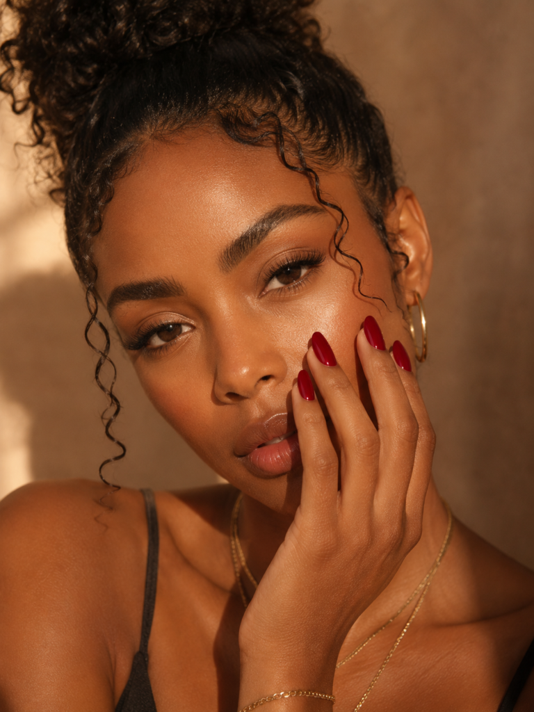 Red Cherry Nail Ideas 25 23. Cherry Red Nails for Deep Skin Tones