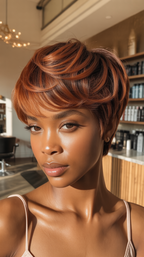 Short Haircuts for Women 24 23. Highlights on Pixie — Caramel Brunette Dimension