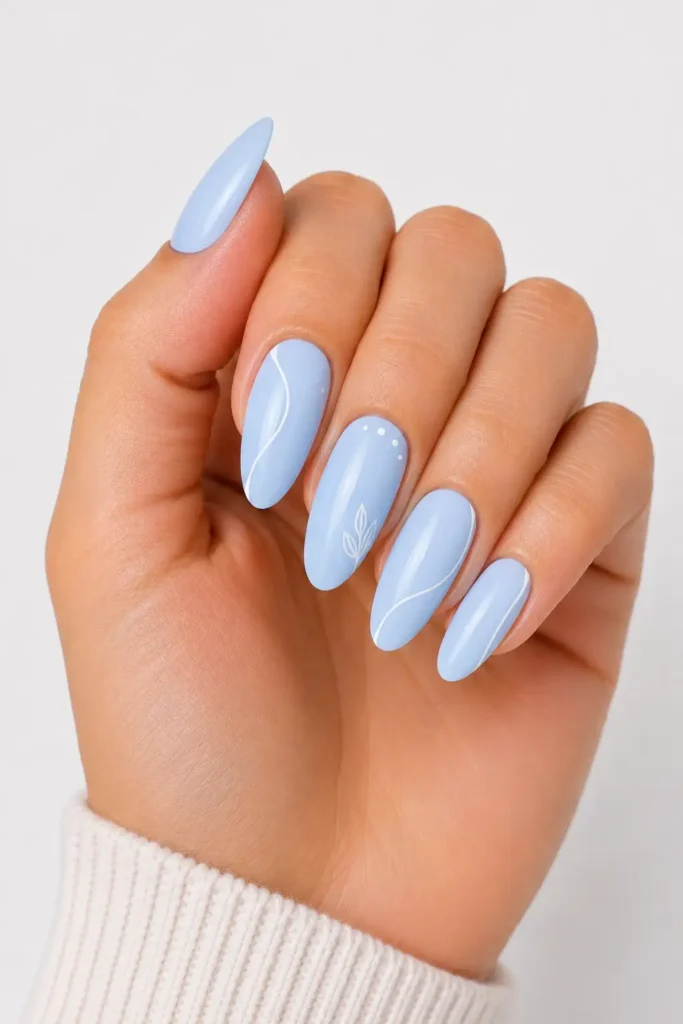 Light Blue Nail Ideas 25 23. Light Blue Minimalist Line Art Nails