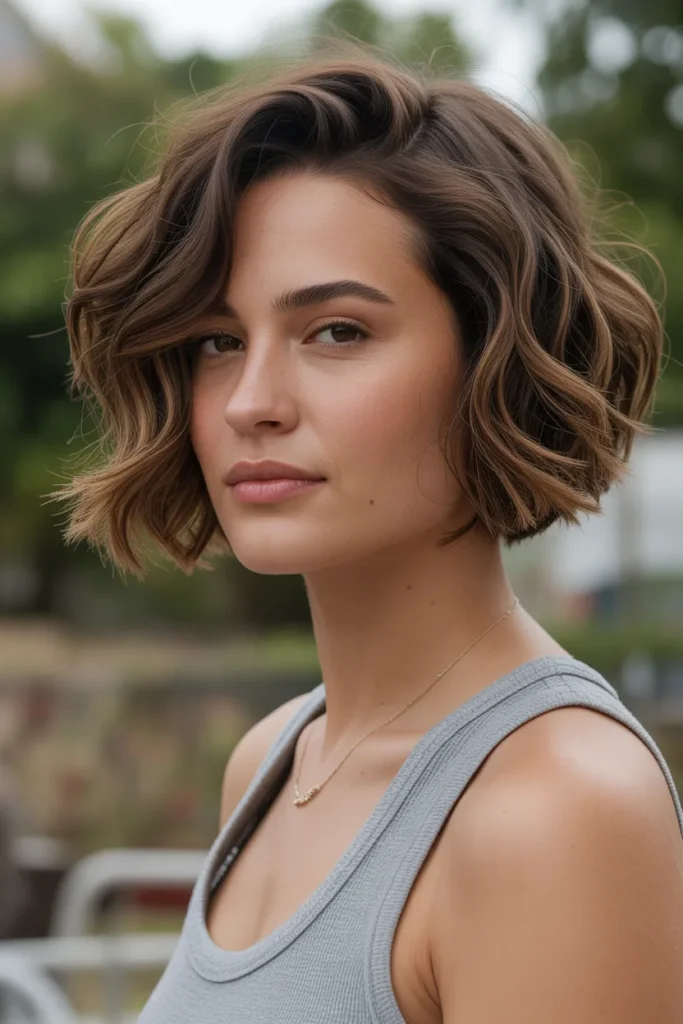 Short Haircuts for Women 27 26. Short Layered Bob — Natural Wavy Texture