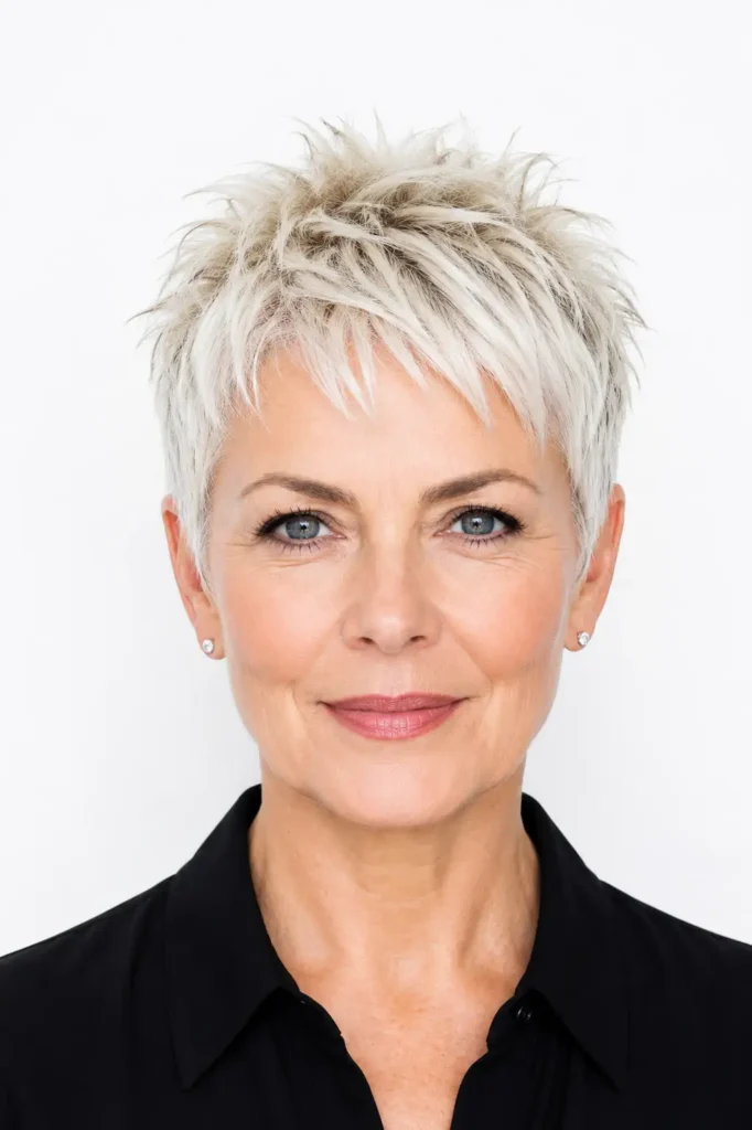 3. Platinum Blonde Spiky Crop