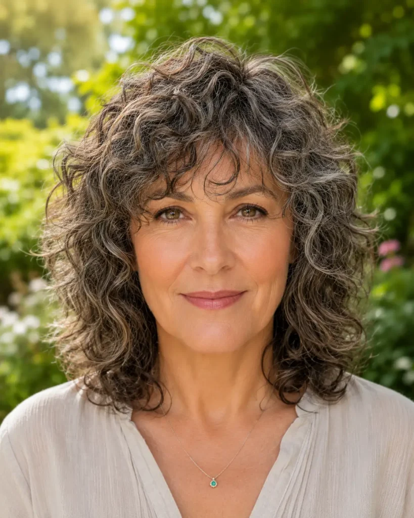 Shaggy Hairstyles for Older Women 5 3. The Curly Shag for Natural Texture