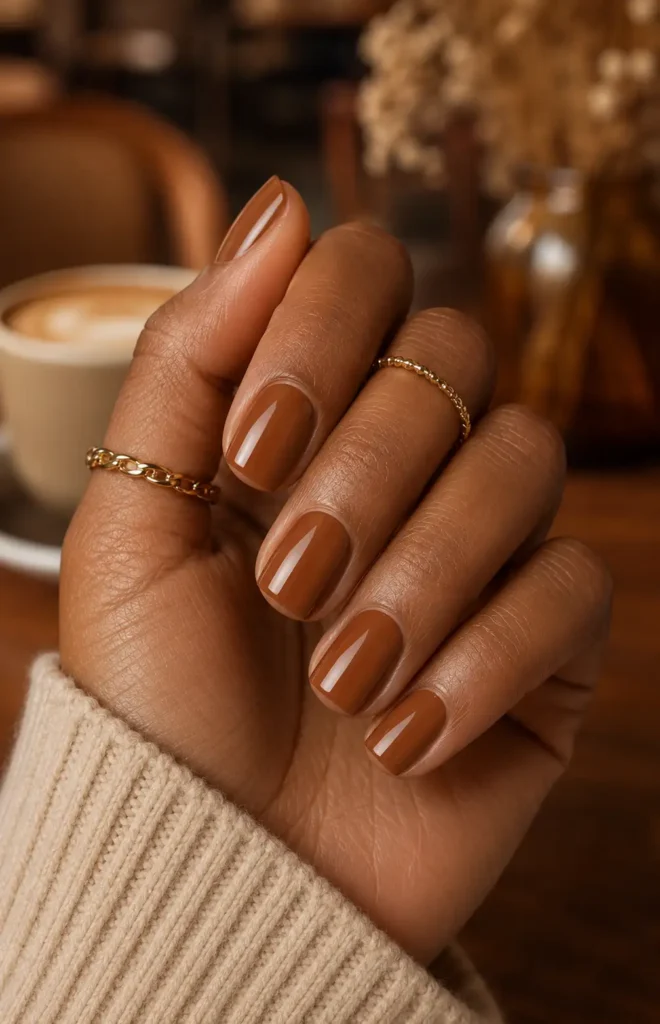 Fall Nail Color Ideas 5 3. Warm Caramel Brown
