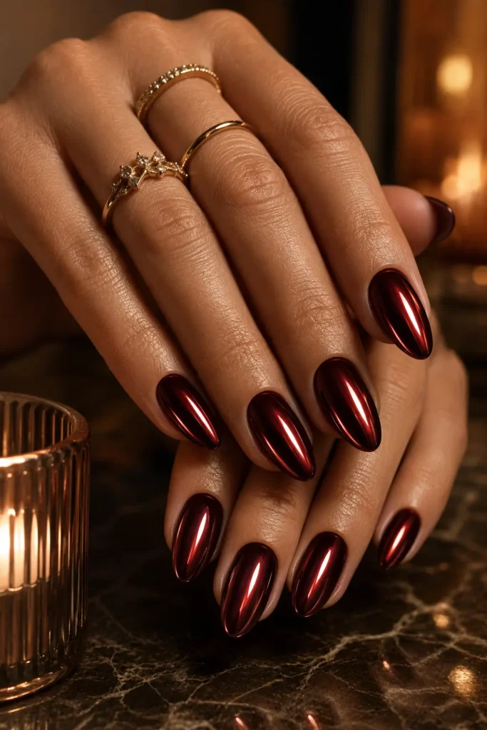 Burgundy Nails 5 4 — Burgundy Mirror Chrome