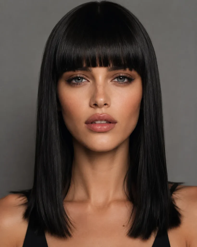 Hairstyles for Big Foreheads 5 4 — Full Blunt Bangs