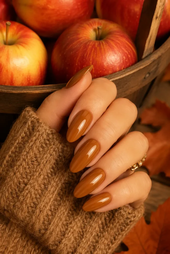 5. Caramel Glazed Donut Almond Nails