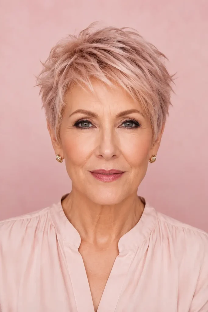 5. Rose Gold Choppy Pixie