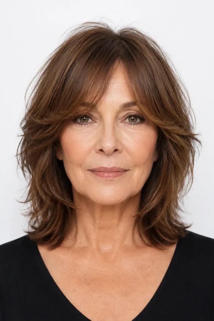 Shaggy Hairstyles for Older Women 7 5. The Curtain Bangs Shag
