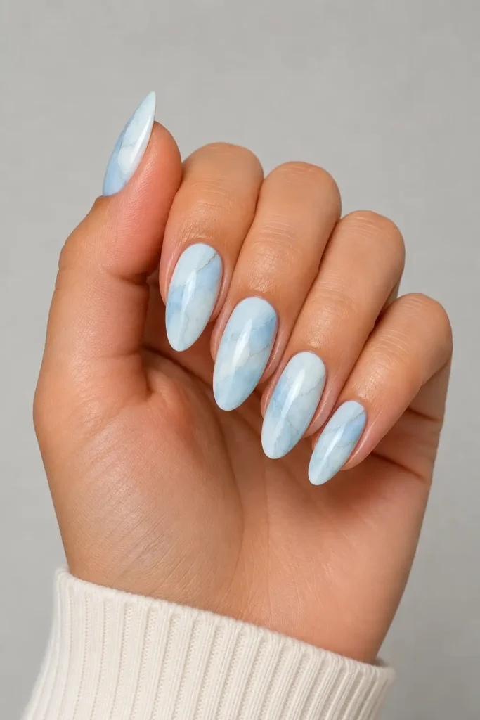 Light Blue Nail Ideas 8 6. Light Blue Marble Nail Art