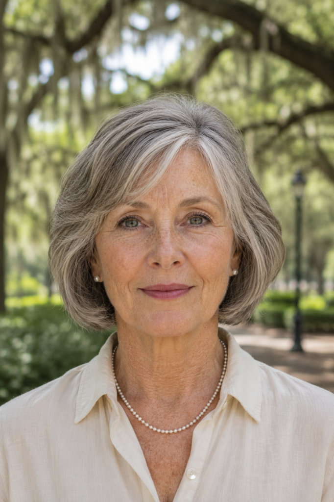 6. Silver and Gray Blended Layered Bob
