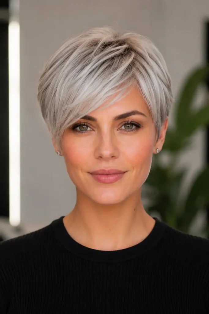 6. The Side Swept Pixie With Longer Fringe