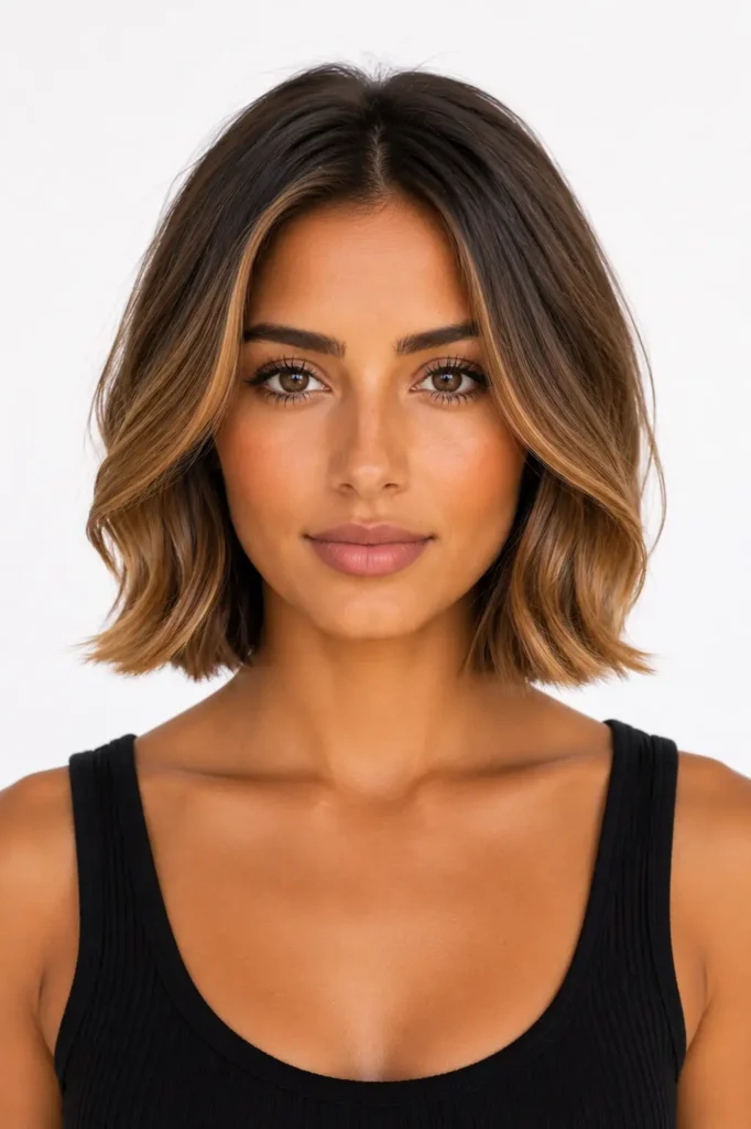 7. Caramel Balayage Bob Short Hair