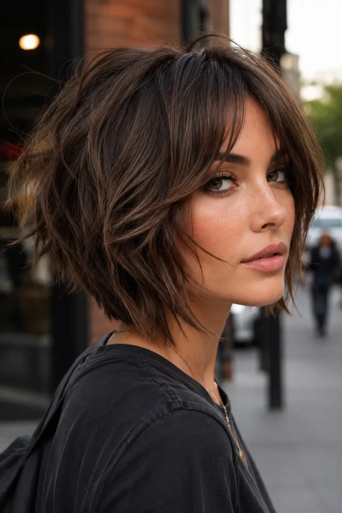7. Shaggy Layered Stacked Bob