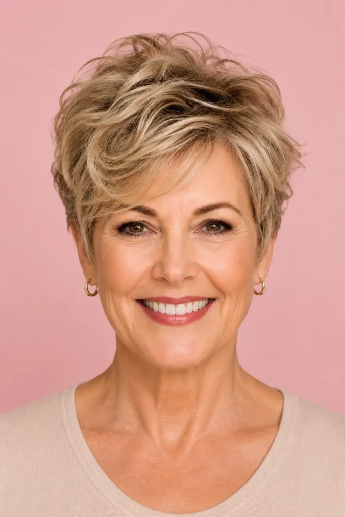 Short Pixie Haircuts for Older Women 9 7. Soft Wavy Pixie for Round Faces