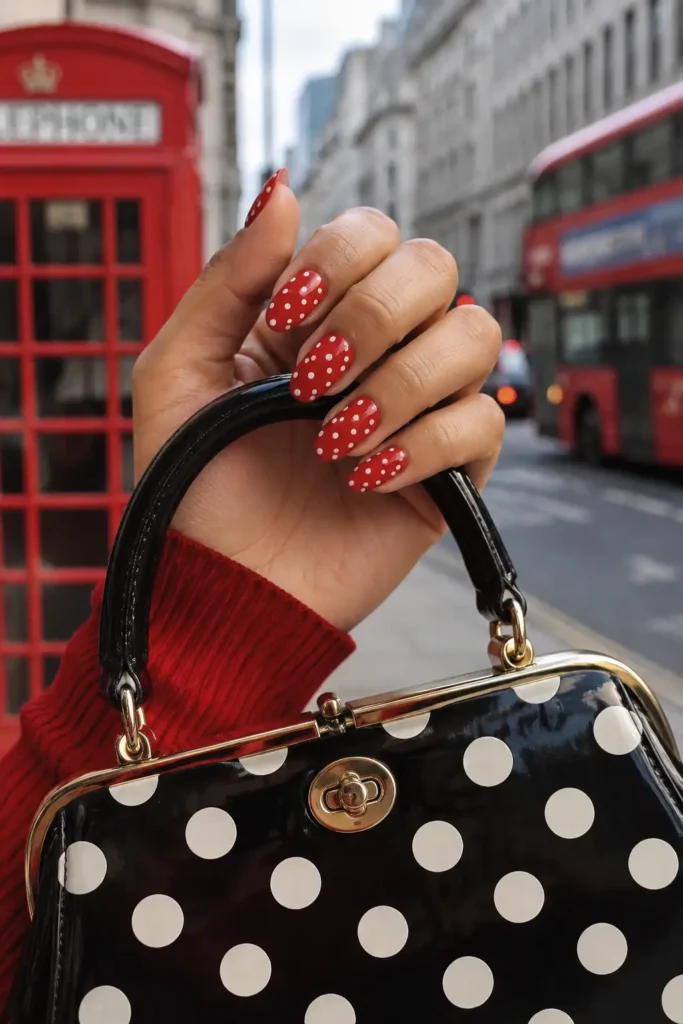Polka Dot Nails 9 7.Classic Red and White Polka Dots