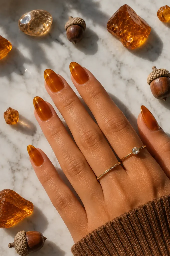 Fall Nail Color Ideas 10 8. Golden Amber