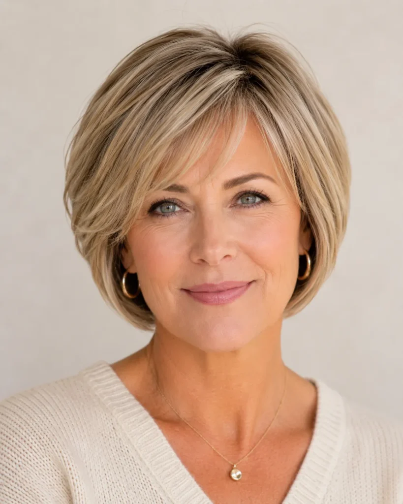 Short Haircuts for Women Over 50 9 8. Modern Wedge Bob for Fine Hair