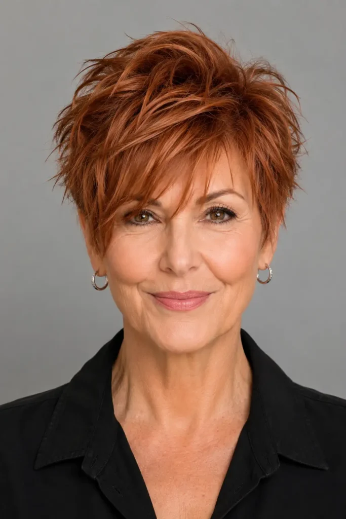 Short Pixie Haircuts for Older Women 10 8. Shaggy Pixie with Long Bangs