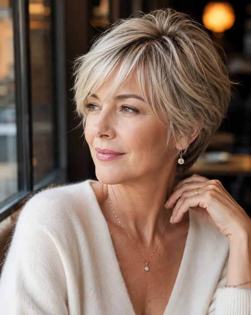 Short Haircuts for Women Over 50 10 9. Airy Layered Pixie With Wispy Fringe