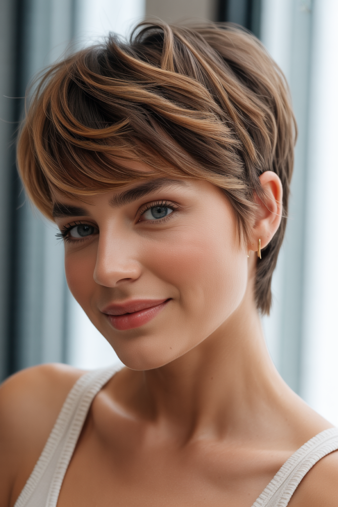 Short Haircuts for Women 10 9. Layered Pixie Cut — Volume for Thin Hair