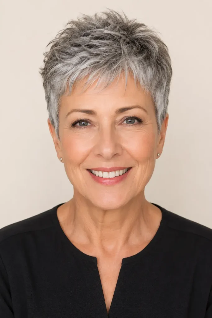 Short Pixie Haircuts for Older Women 11 9. Salt and Pepper Pixie Crop