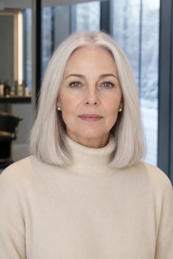 medium length hairstyles for women over 60 with thin fine hair 3 1. Blunt Collarbone Cut