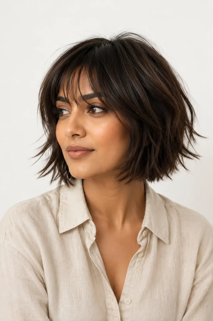 1. Classic choppy shaggy bob