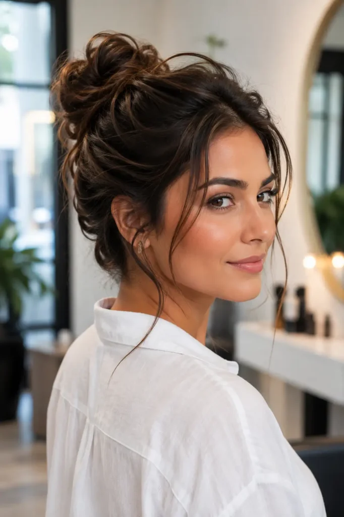 1. Classic loose messy bun