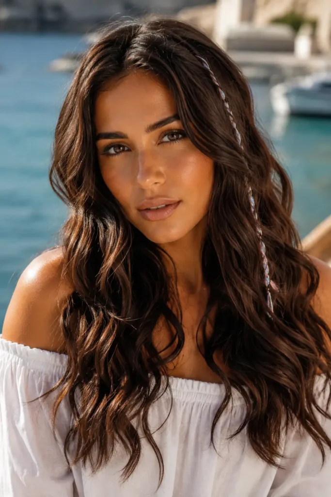 1. Loose beach waves with a center part