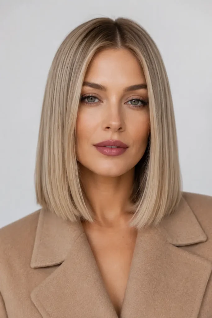 Lob Haircuts for Thin Hair 3 1. One Length Blunt Lob with a Centre Part