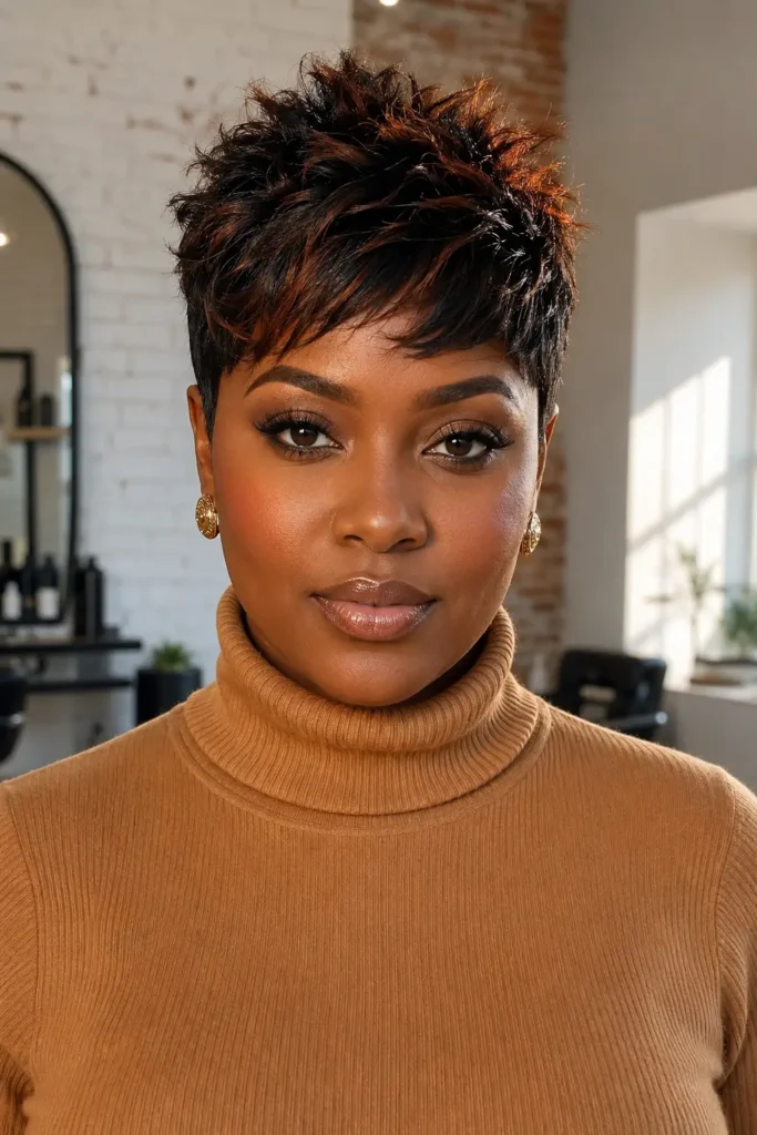 Hairstyles for Plus Size Women With Thin Fine Hair 3 1. Textured Pixie Cut With a Longer Crown