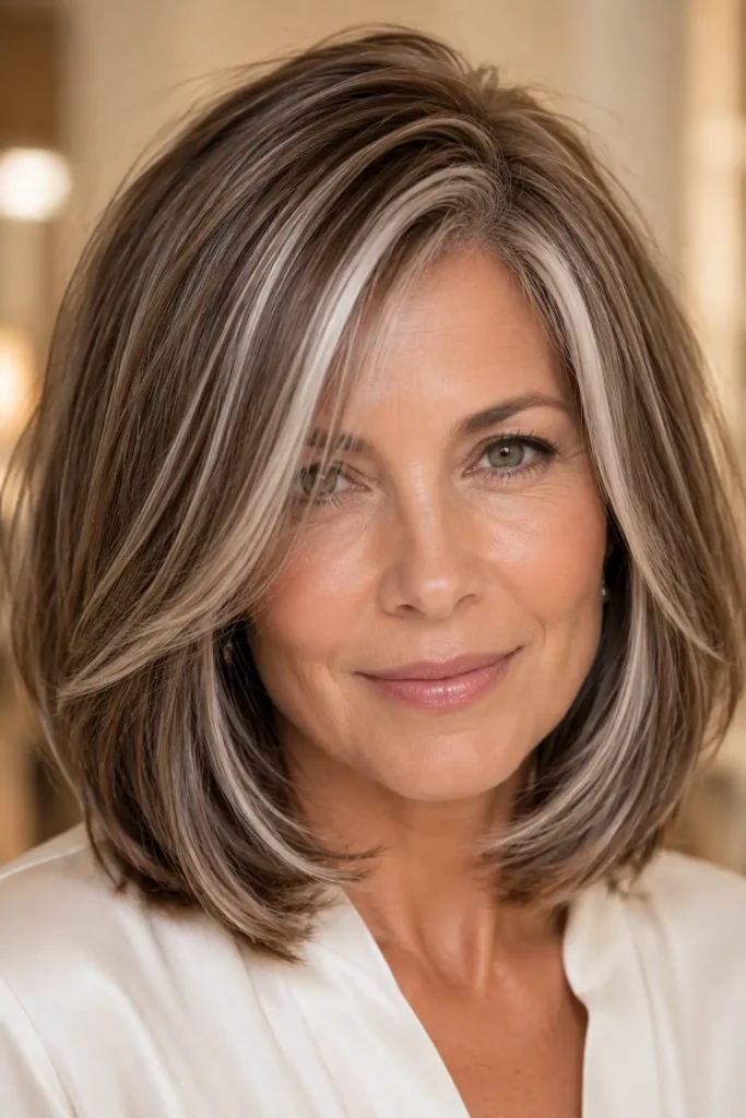 10. Silver Root Smudge on Brown Hair