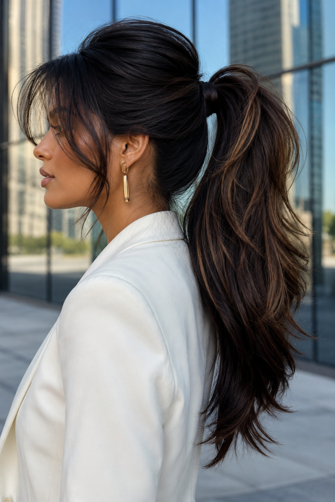 11. Low Chignon with Wispy Layers
