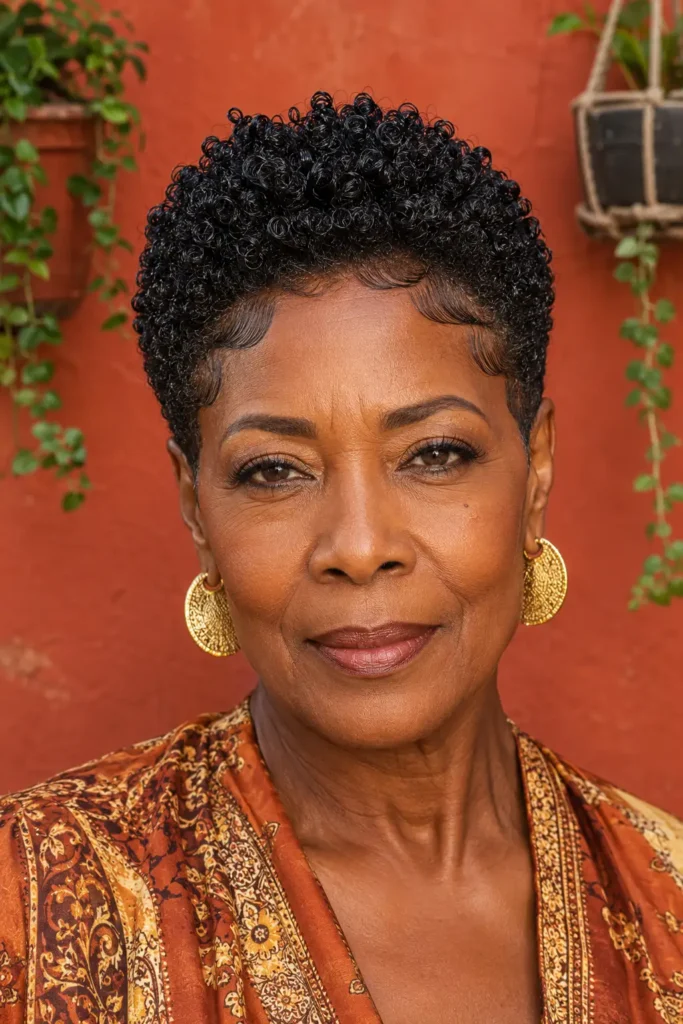 Pixie Hairstyles for Older Black Women 13 11. Protective Style Inspired Micro Pixie With Defined Edges
