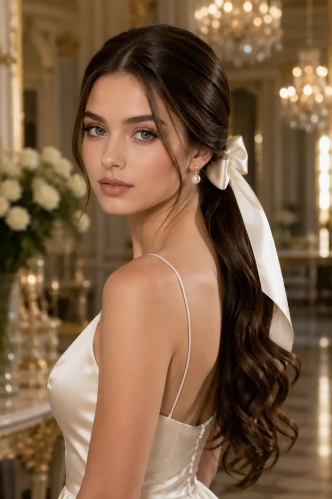 12. Ribbon Tied Low Ponytail
