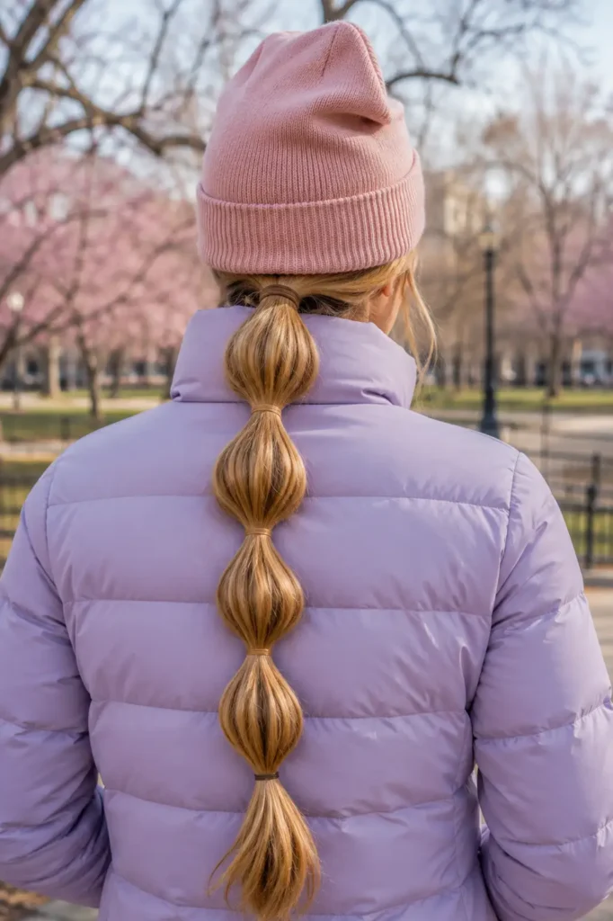 13. Crown braid under a loose beanie