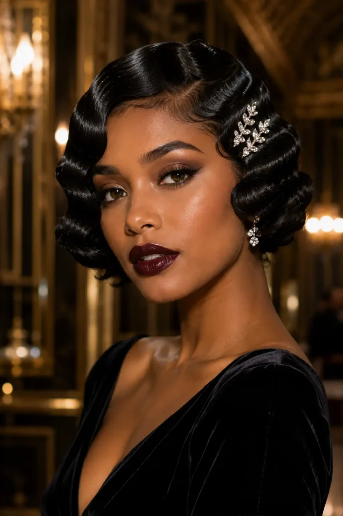 13. Finger Waves with Crystal Pins