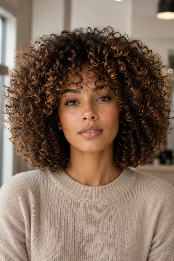 13. Fluffy Textured Curly Bob