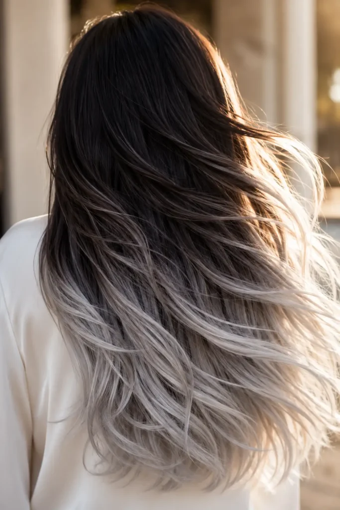 13. Silver Highlights on a Bob Length Brown Cut