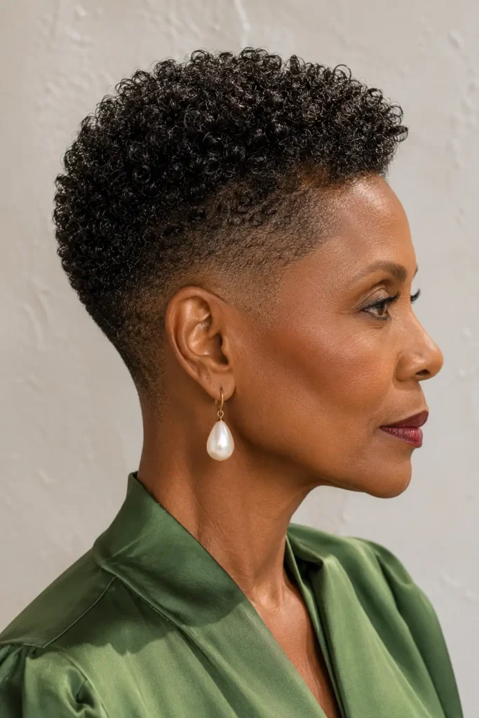 Pixie Hairstyles for Older Black Women 15 13. Taper Fade Pixie on Type 3C Coils