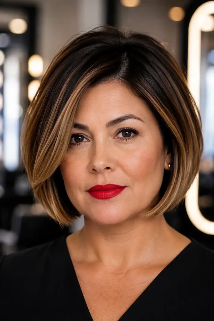 14. Balayage on a Short Brown Bob