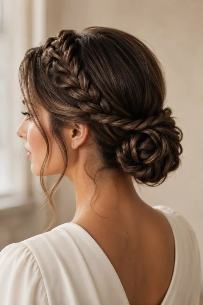 14. Side Braid Low Bun