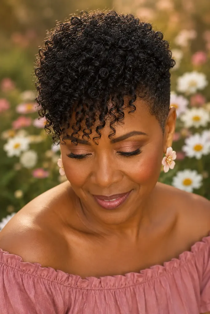 Pixie Hairstyles for Older Black Women 16 14. Textured Top Pixie on Looser Natural Curls