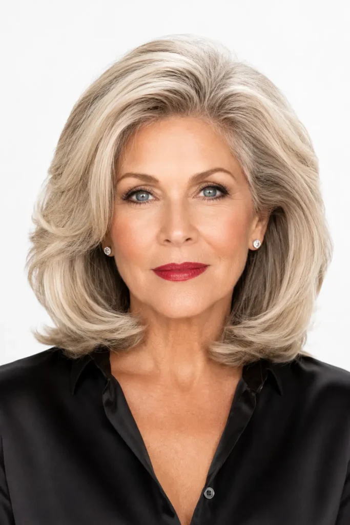 medium length hairstyles for women over 60 with thin fine hair 16 14. Voluminous Blowout Cut